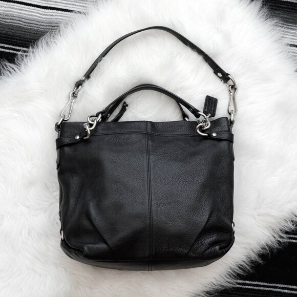 Coach Handbags - VINTAGE COACH F17165 BROOKE BLACK PEBBLED LEATHER SHOULDER BAG